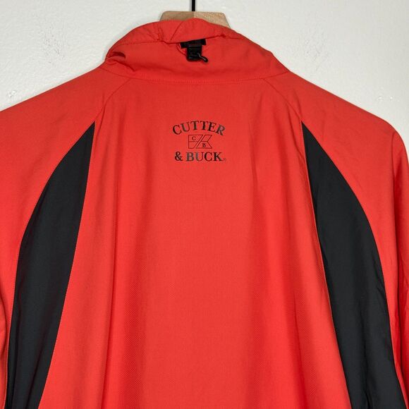 Cutter & Buck Mens Jacket Large Orange Black Pullover 1/4 Zip Windbreaker Active - Picture 11 of 12